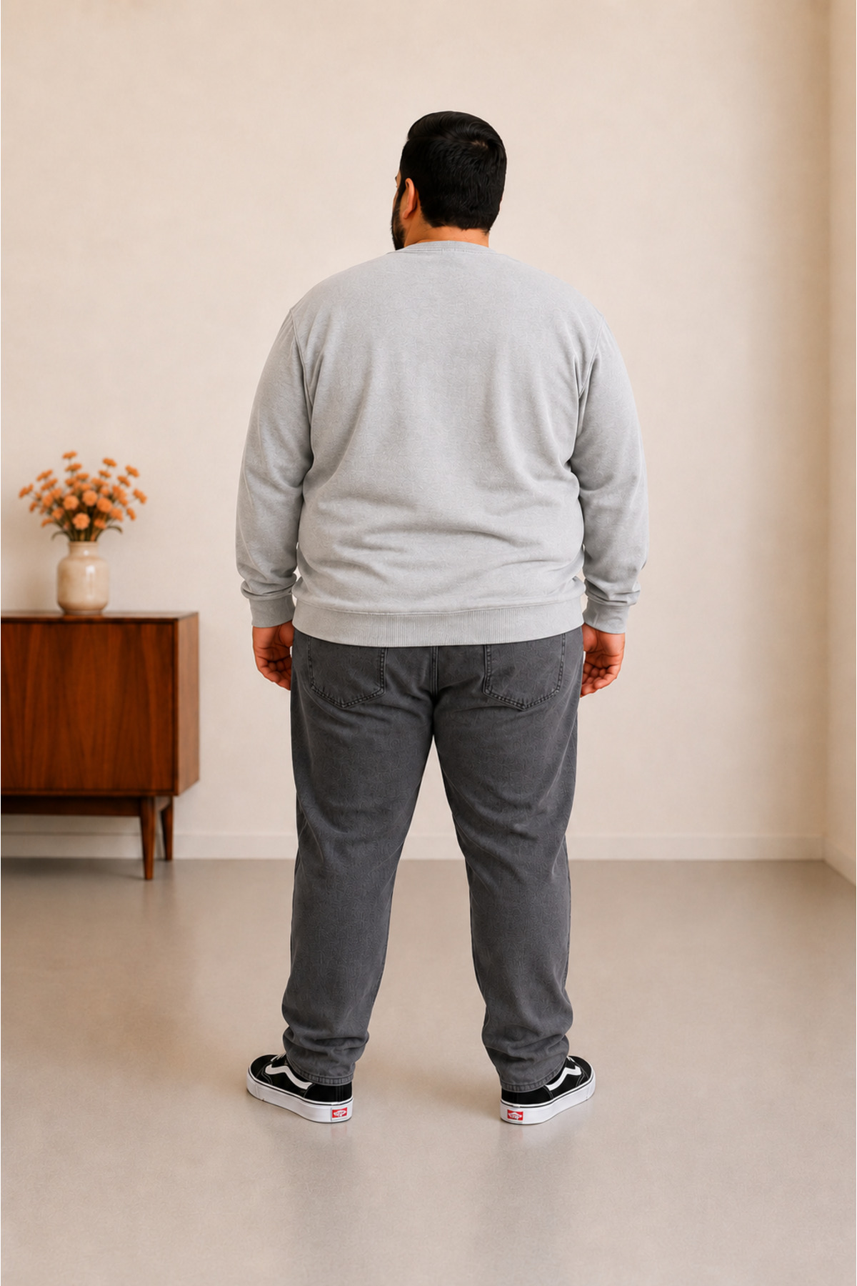 sngl tekstil Erkek Büyük Beden Oversize 3 İplik Uzun Kollu Sweatshirt 3xl-4xl-5xl-6xl-7xl-8xl-9xl görsel 4