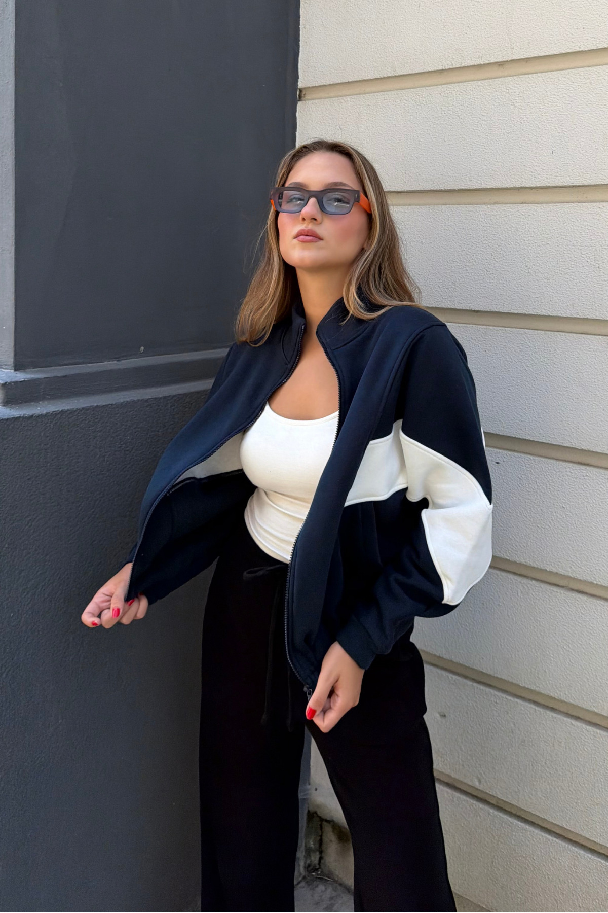 macharel jeans Lacivert Dik Yaka Cepli Fermuarlı Sweat Hırka görsel 6