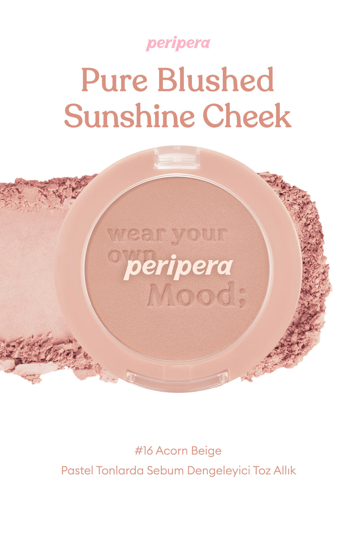 PERIPERA رژگونه پودری متعادل کننده چربی پریپرا مدل Sunshed Pure (16 بژ بلوطی) — بژ 6326