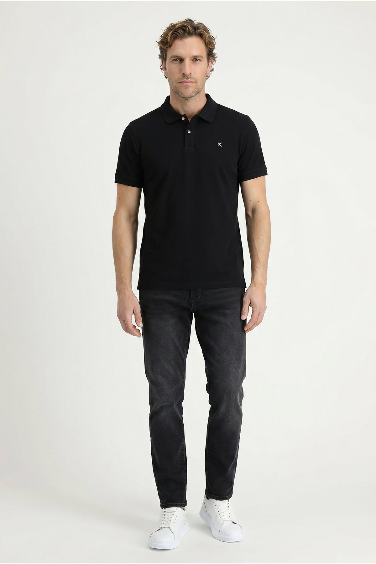 Kiğılı Polo Yaka Slim Fit Nakışlı %100 Pamuk Tişört görsel 5