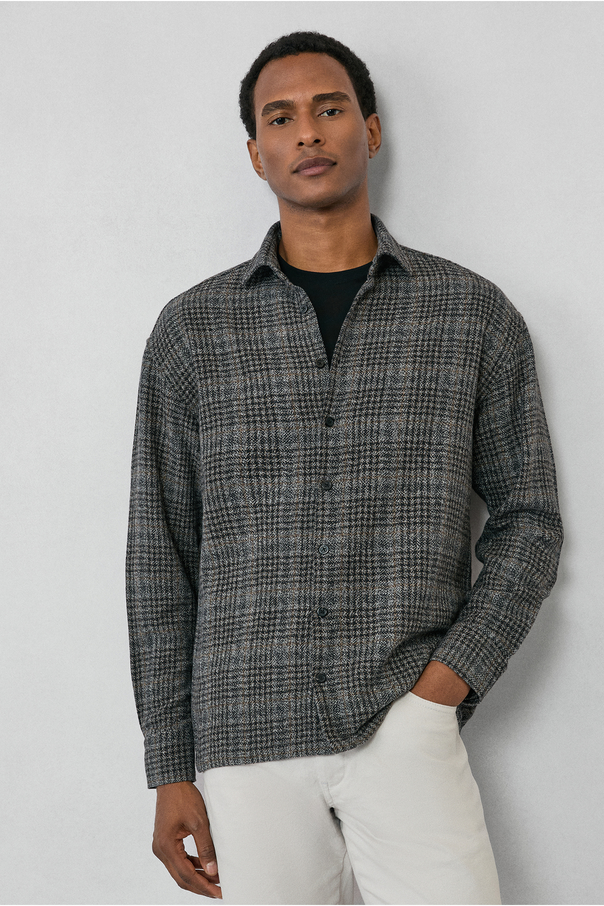 Kiğılı Uzun Kol Oversize Ekstra Rahat Kesim Ekose Pamuk Oduncu Kışlık Gömlek görsel 5