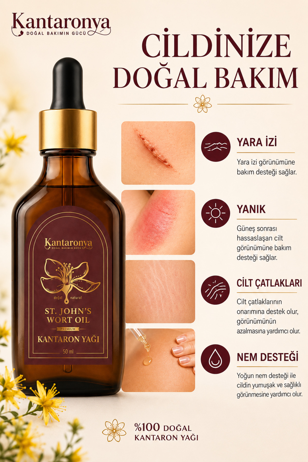 Orjinal Kantaron Yağı 50 ml Cilt Bakım Yara Yanık Destek-Doğal Bakım Rutini — kantaron2
