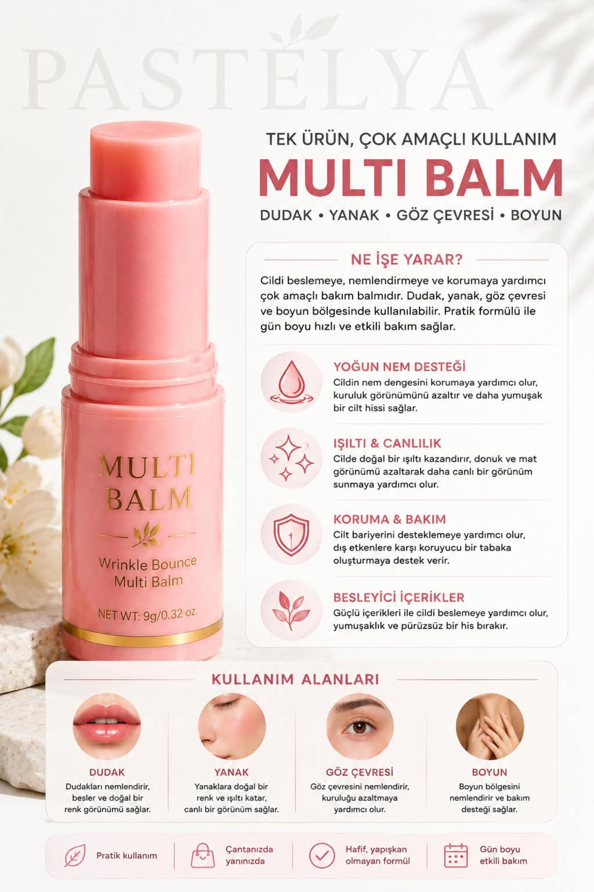 استیک مرطوب کننده و ضد چروک تقویت کننده کلاژن، مولتی بالم ۹ گرمی — MBALM9G — تصویر 3 از 4