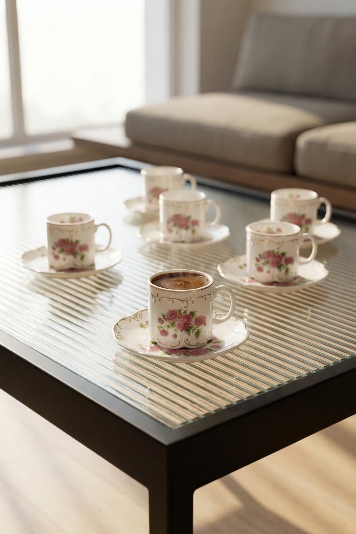 ACAR Dorothea 6-Person Porcelain Coffee Cup Set - 100 ml