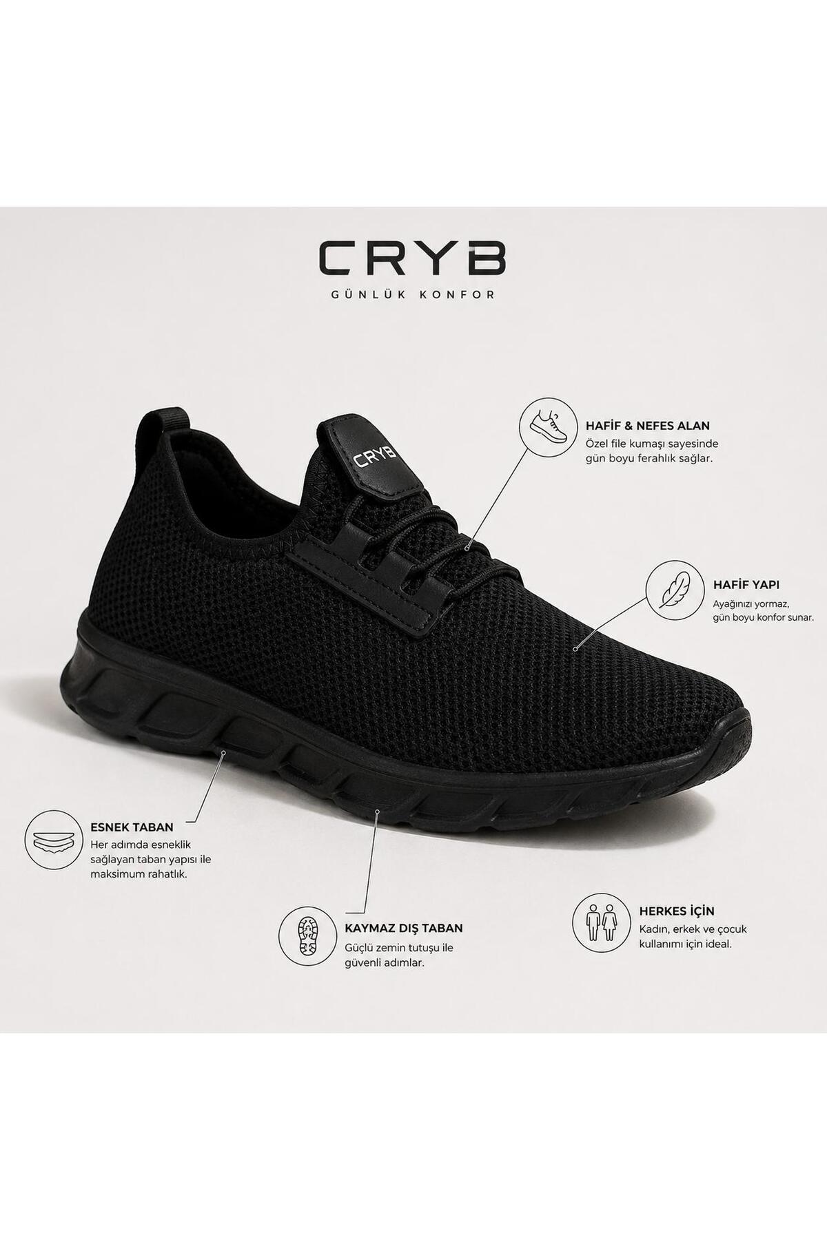 crybrands CRYB Günlük Rahat Hafif Fileli Unisex Spor Ayakkabı, Kaymaz Taban Slip-On görsel 3