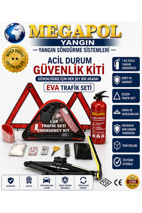 megapol Üçgen trafik seti 1 kg yangın söndürme tüpü, üçgen set, trafik seti