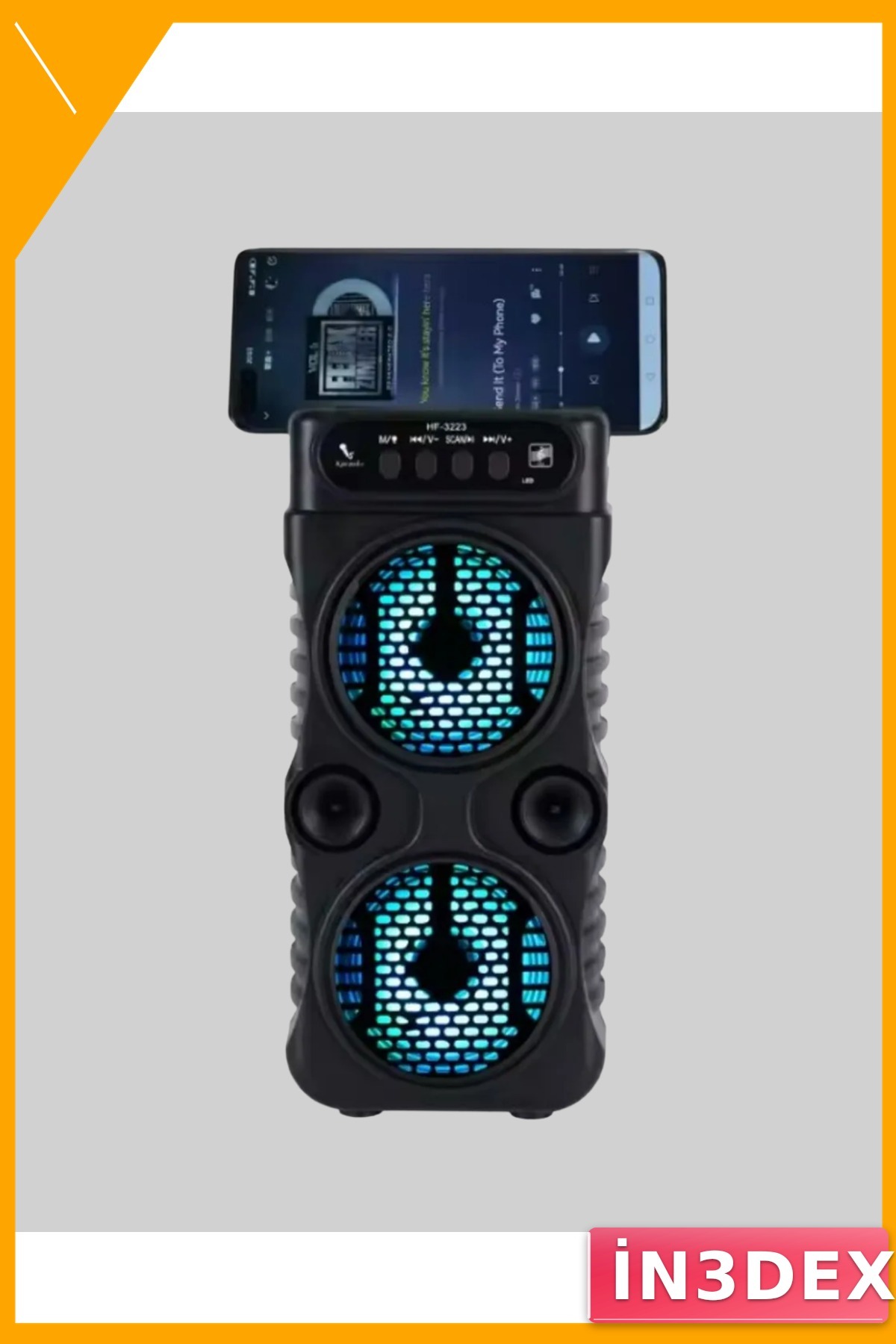 Taşınabilir Bluetooth Hoparlör 1200 mAh LED Işıklı FM Radyolu