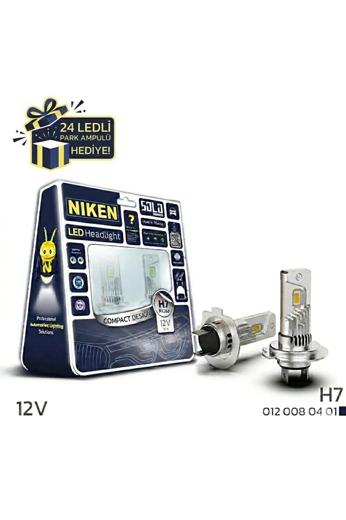 Oto Kasım Niken Solo Series H7 8000 Lümen Orijinal Barkodlu Ürün