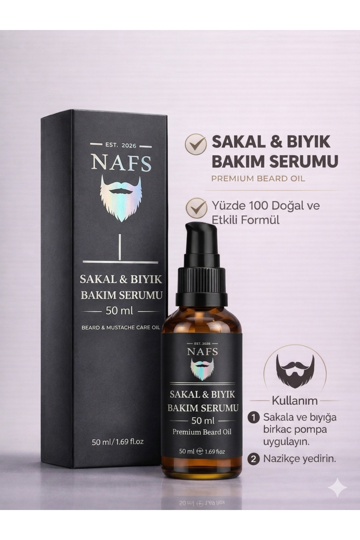 سرم مراقبت از ریش و سبیل ۵۰ میلی‌لیتری - رشد سریع، ضخیم شدن و درمان نواحی کم‌پشت ریش — سرم ریش — تصویر 4 از 5
