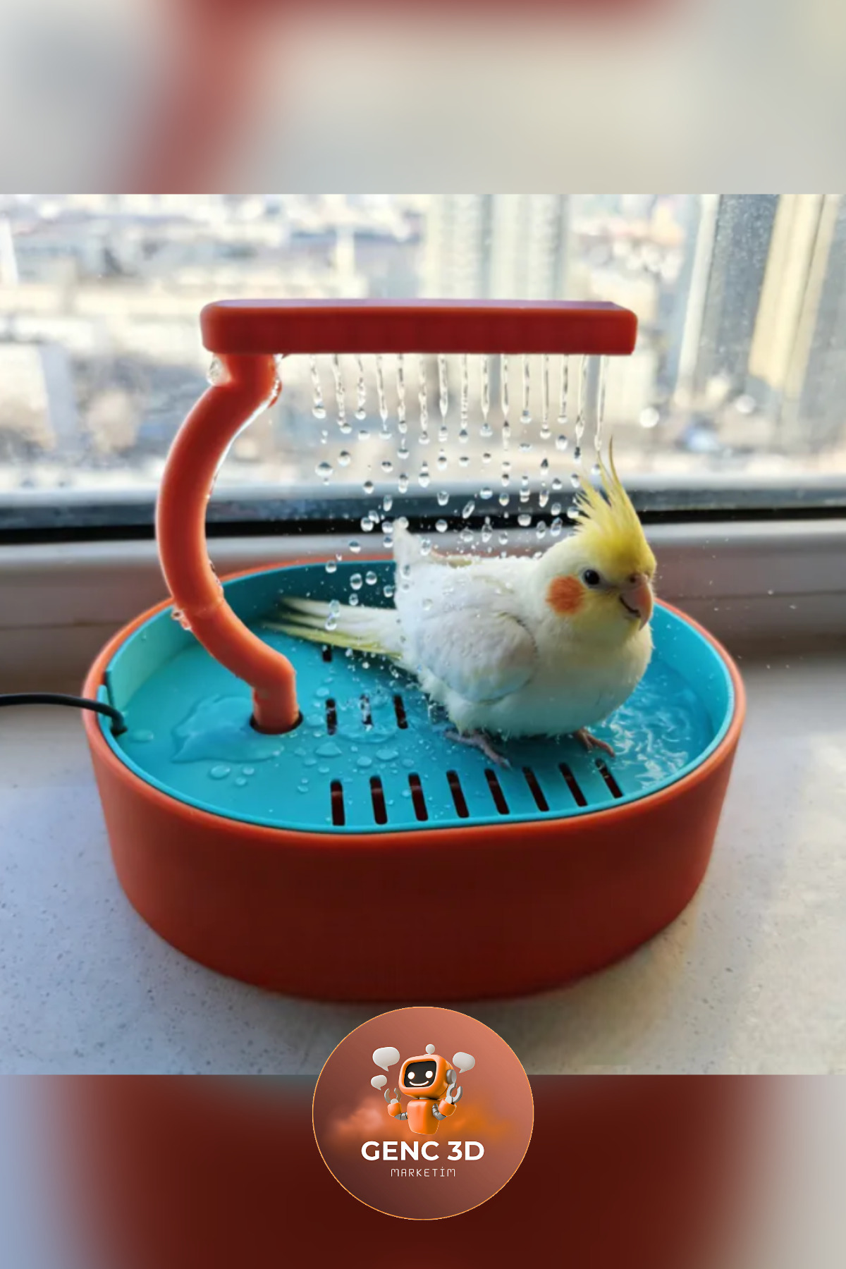 Genç 3D USB Bağlantılı Otomatik Kuş Duşu ve Banyo İstasyonu - Tüm Kuş Türleri İçin Eğlenceli Su Parkı