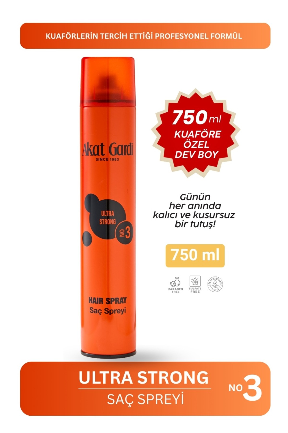 Akat Gardi Saç Spreyi Ultra Storng Turuncu 750ml Dev Boy — 750mlTuruncu