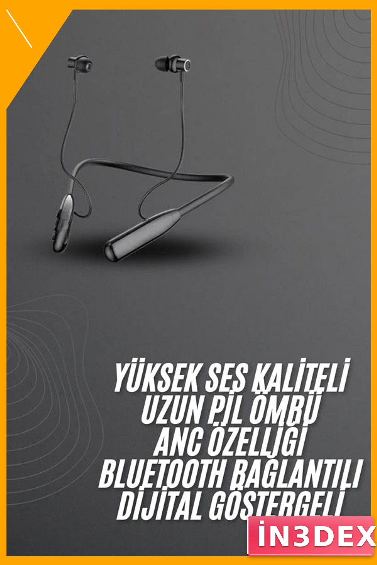 Bluetooth 5.3 Boyun Askılı Kulaklık 100 Saat ANC Dijital Ekran
