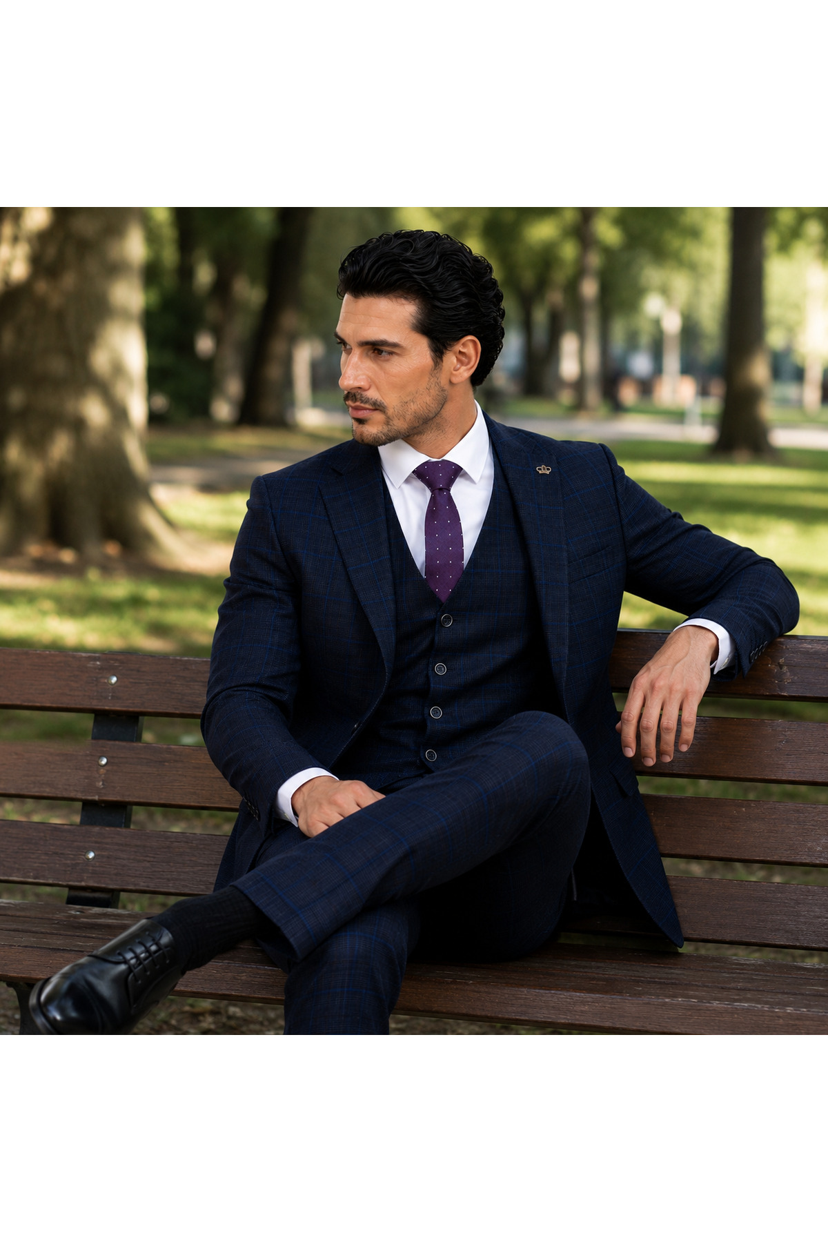 کت و شلوار مردانه – Slim Fit Premium Classic Elegance — سرمه‌ای 49-456-LYC34 — تصویر 4 از 5