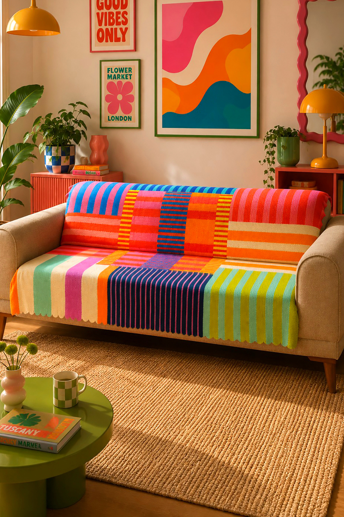 Premium Woven Colorful Seat Cover Multipurpose Seat Shawl with Anti-Slip Sponge (165x205 cm)