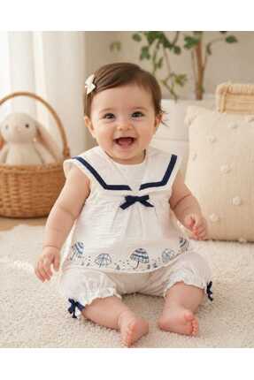 Moonic Kids Kız Bebek Denizci Müslin Takım
