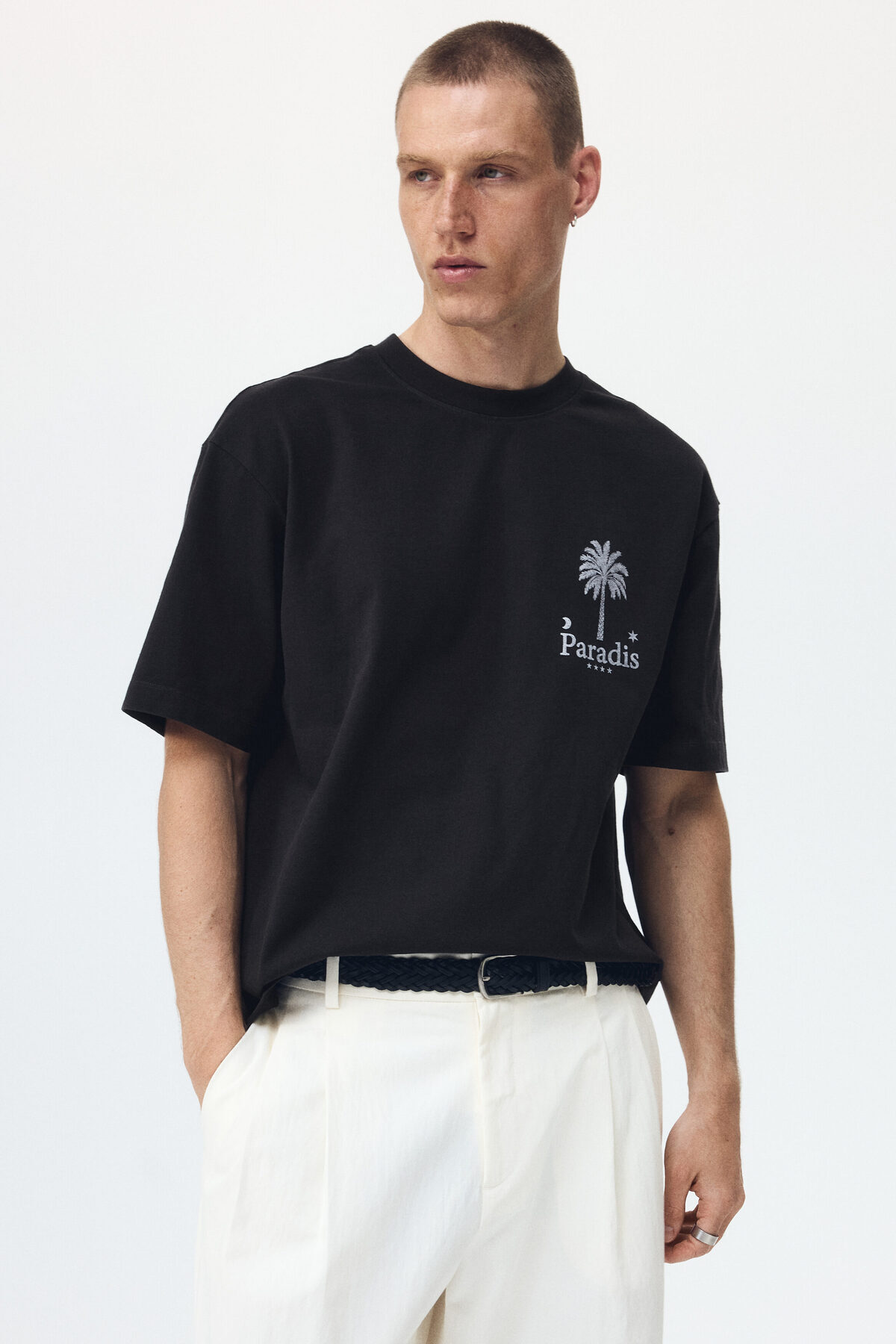 تی‌شرت طرح‌دار نخی با طرح ریلکس فیت اچ اند ام تی شرت H&M