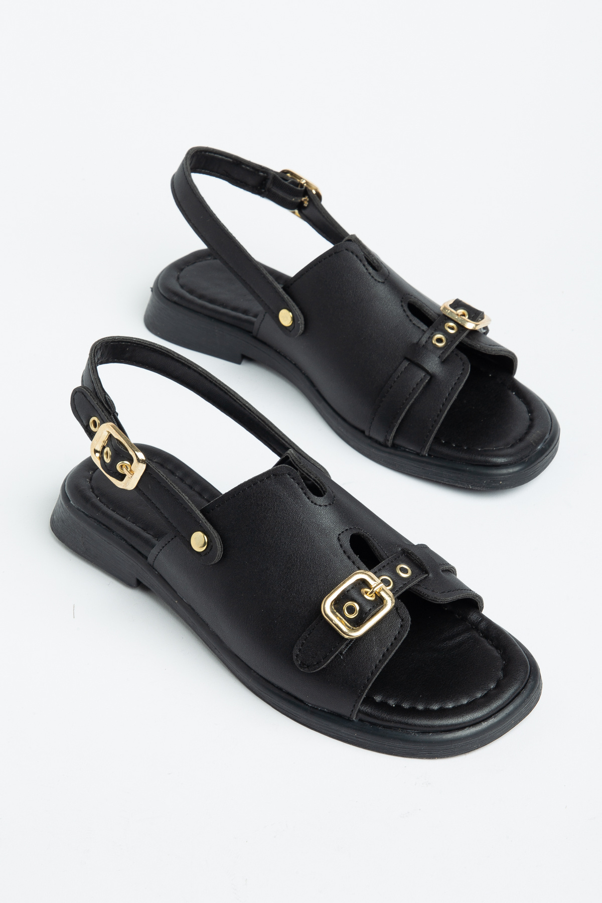 Hale Shoes Kadın Tokalı Bilekten Bağlama Sandalet 2 cm topuk