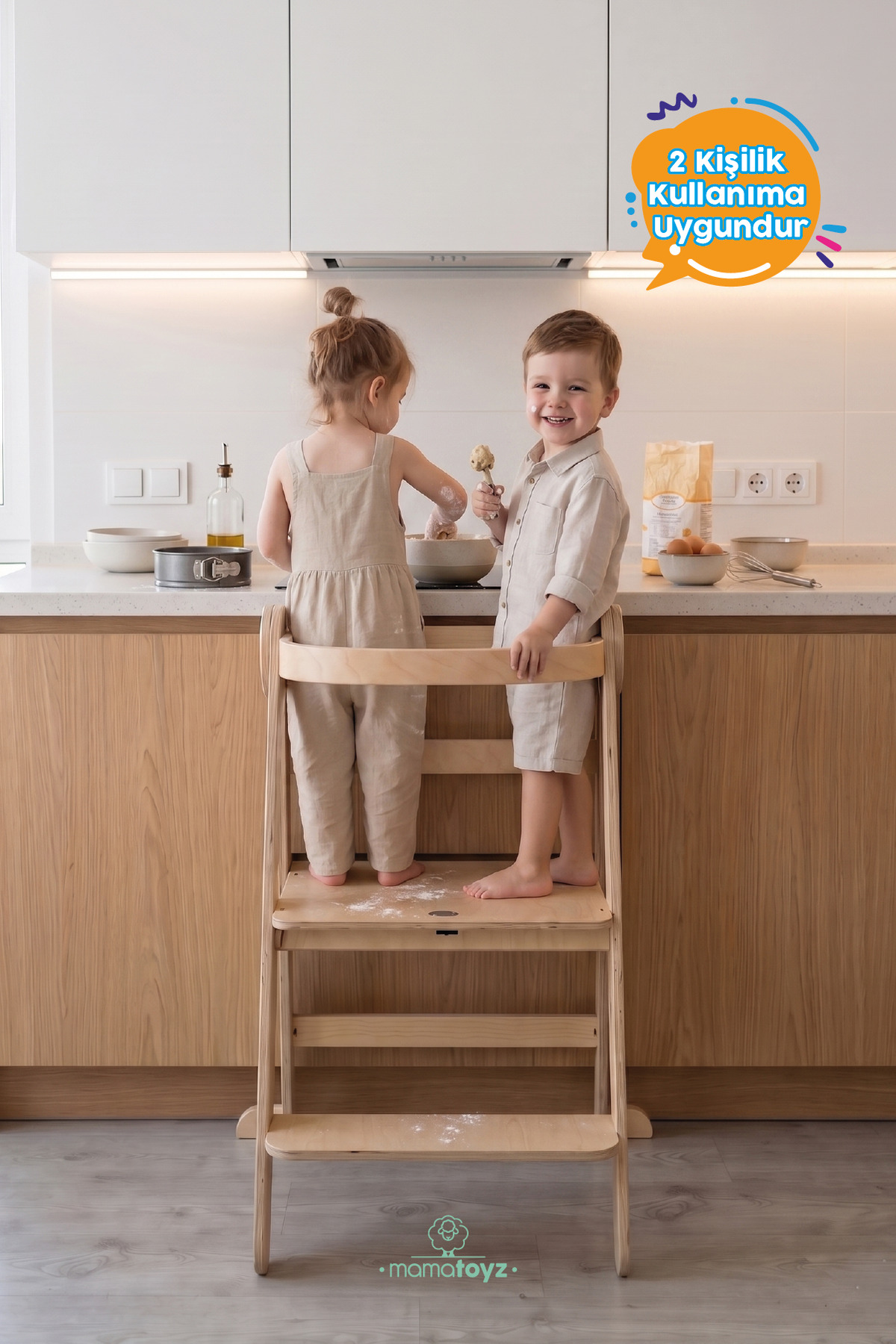 MAMATOYZ Öğrenme Kulesi Fold Natural Rengi ikiz Versiyonu - Fold