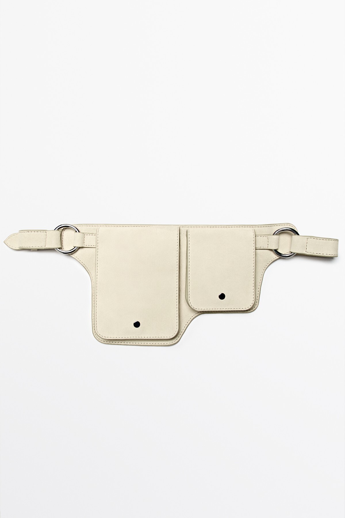 Double Compartment Suede Leather Waist Bag