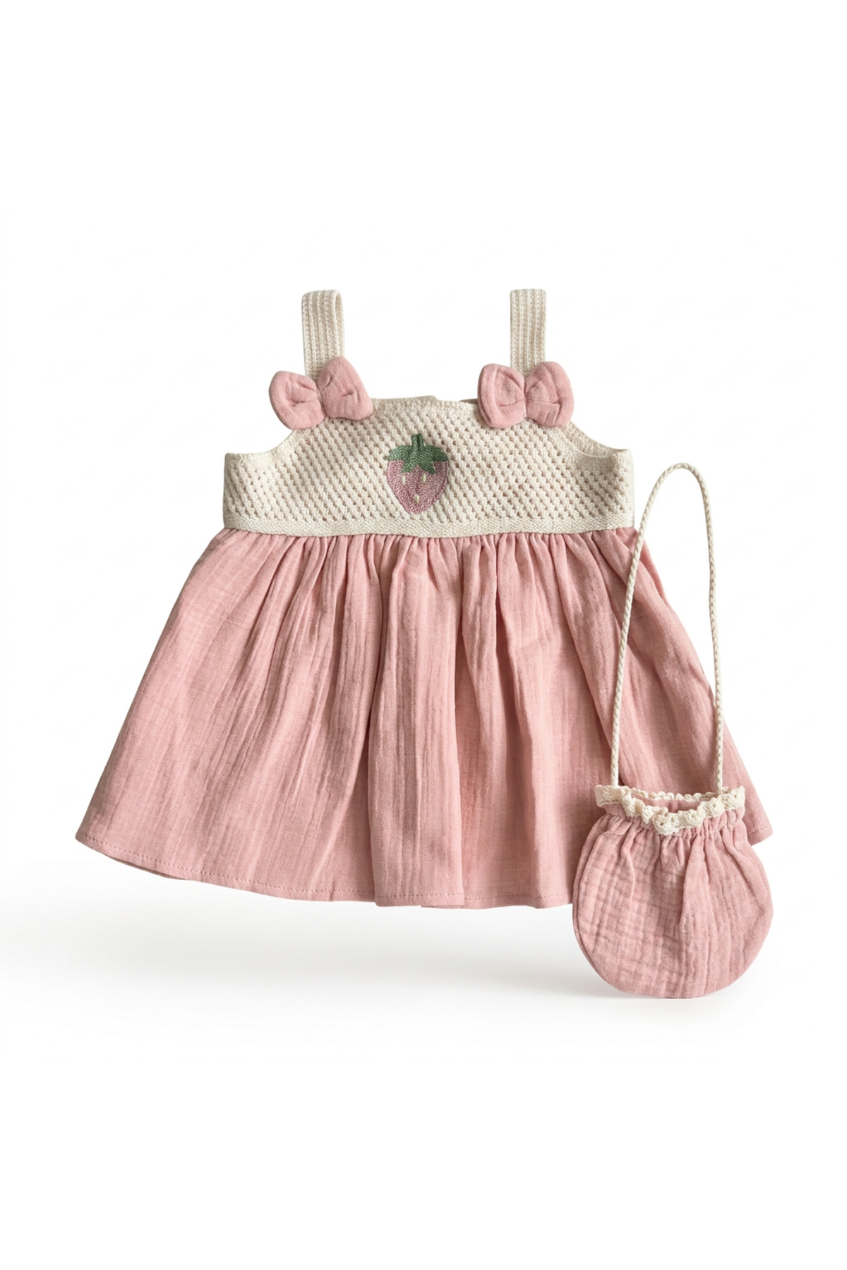 uminikids ÇİLEK DESEN ELBİSE ÇANTA