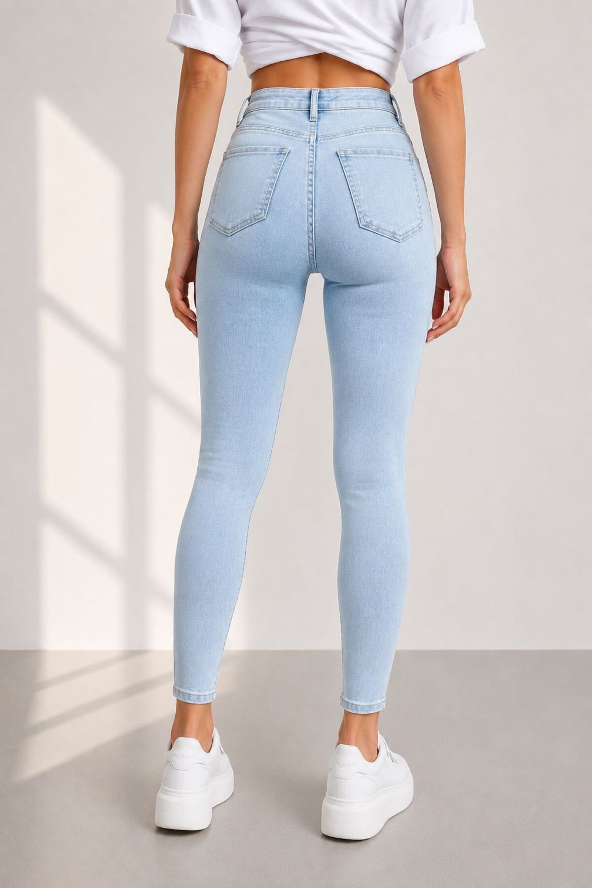 Lighter Jeans Kadın Açık Mavi Yüksek Bel Skinny Fit Toparlayıcı Jean Pantolon görsel 6