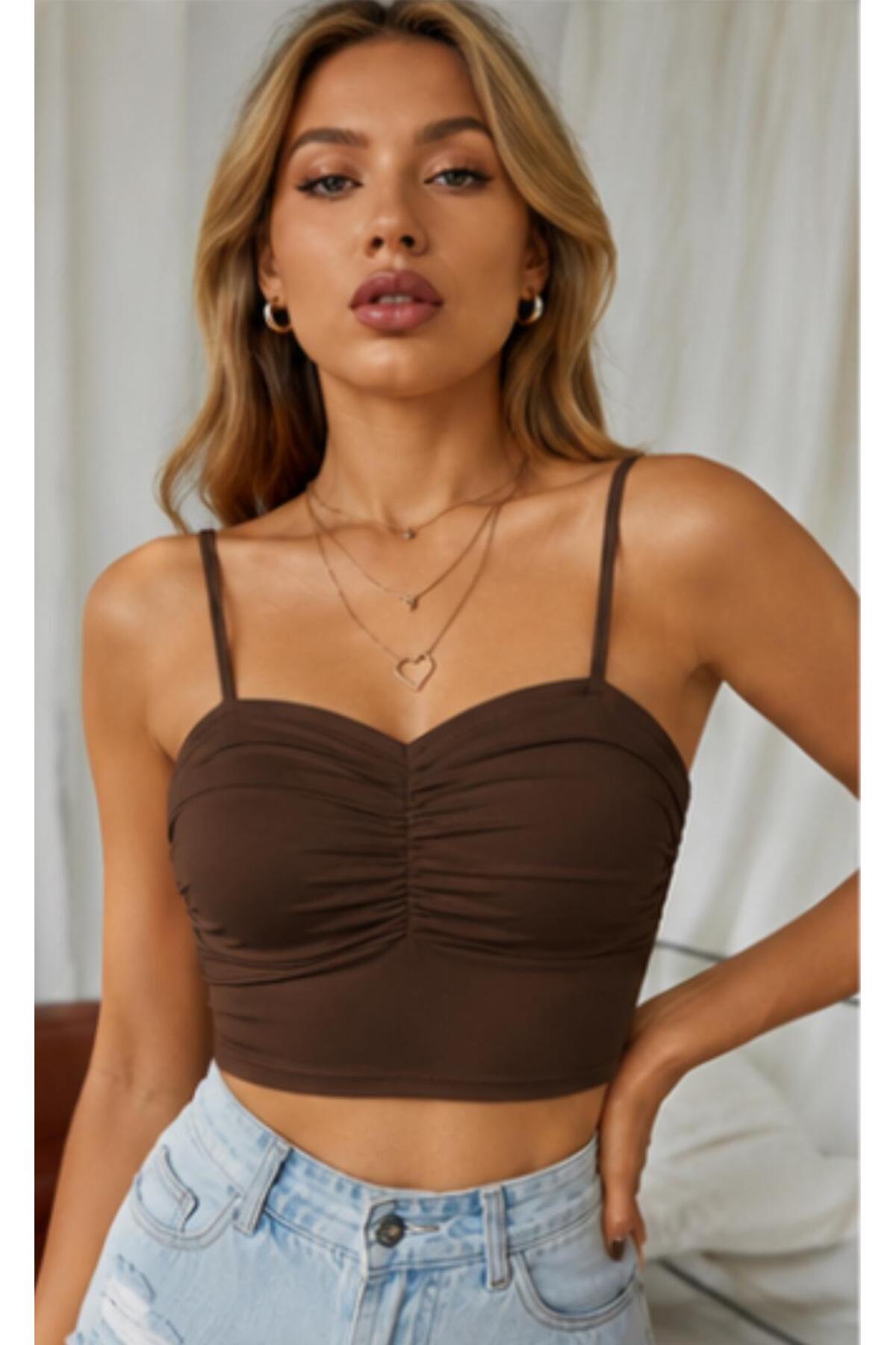f-maskfashion BÜZGÜ DETAYLI ASKILI CROP
