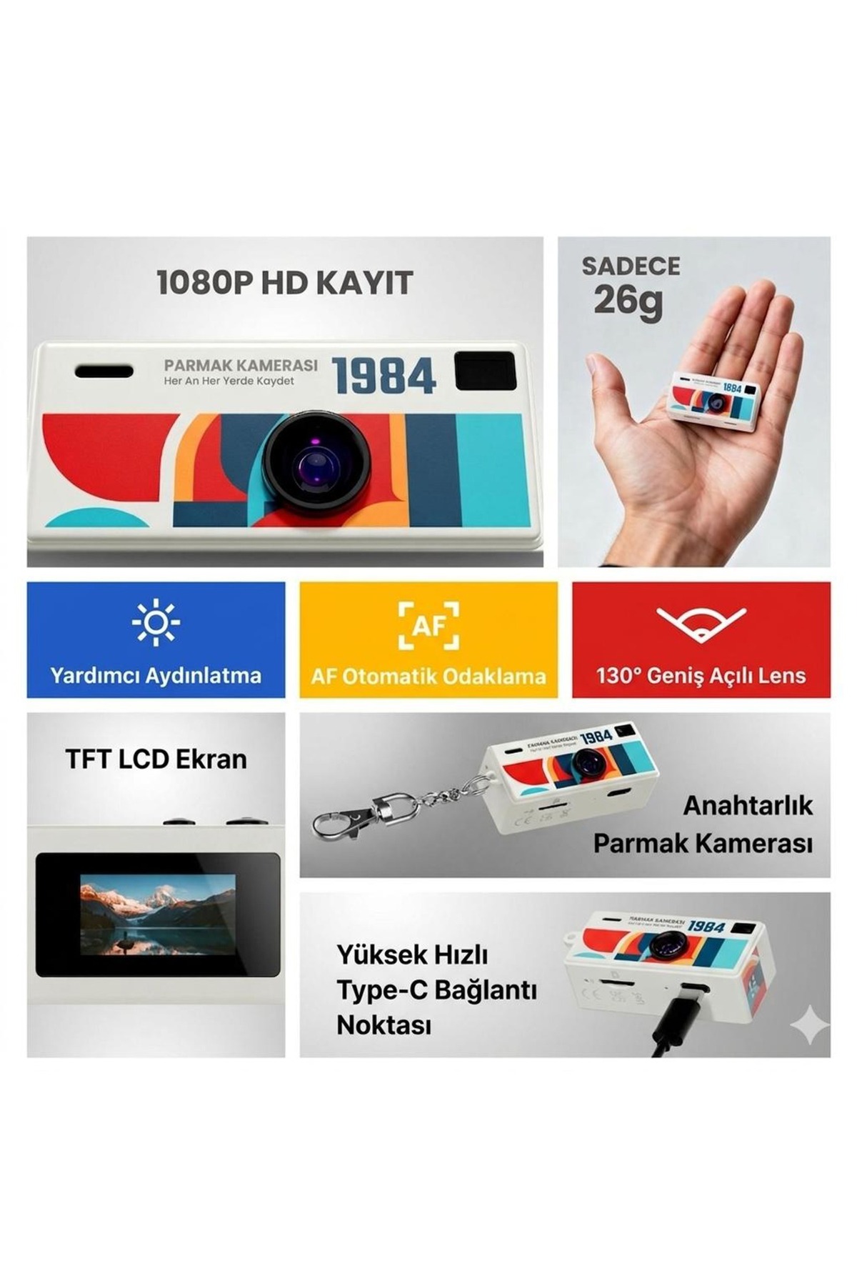 Ausek G6 Thumb Camera Mini Dijital Kamera Retro Tasarım
