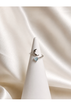 stainless steel Blue heart yüzük