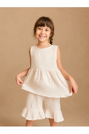 Nuno Touch Kız Çocuk Müslin Şort Takım Luna Muslin Set 949 TL Fırsatı