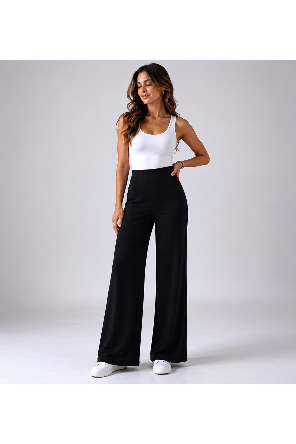 Trendline Women's Black Modal Fabric High Waist Summer Slim Leggings Pants