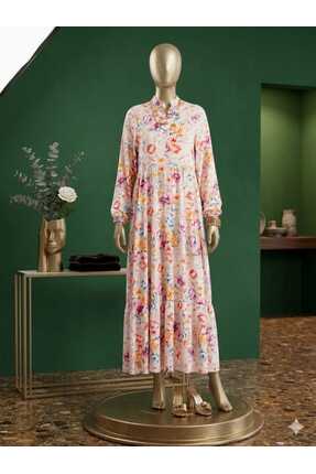 N QUEEN COLLECTION ÇİÇEK DESENLİ UZUN ELBİSE