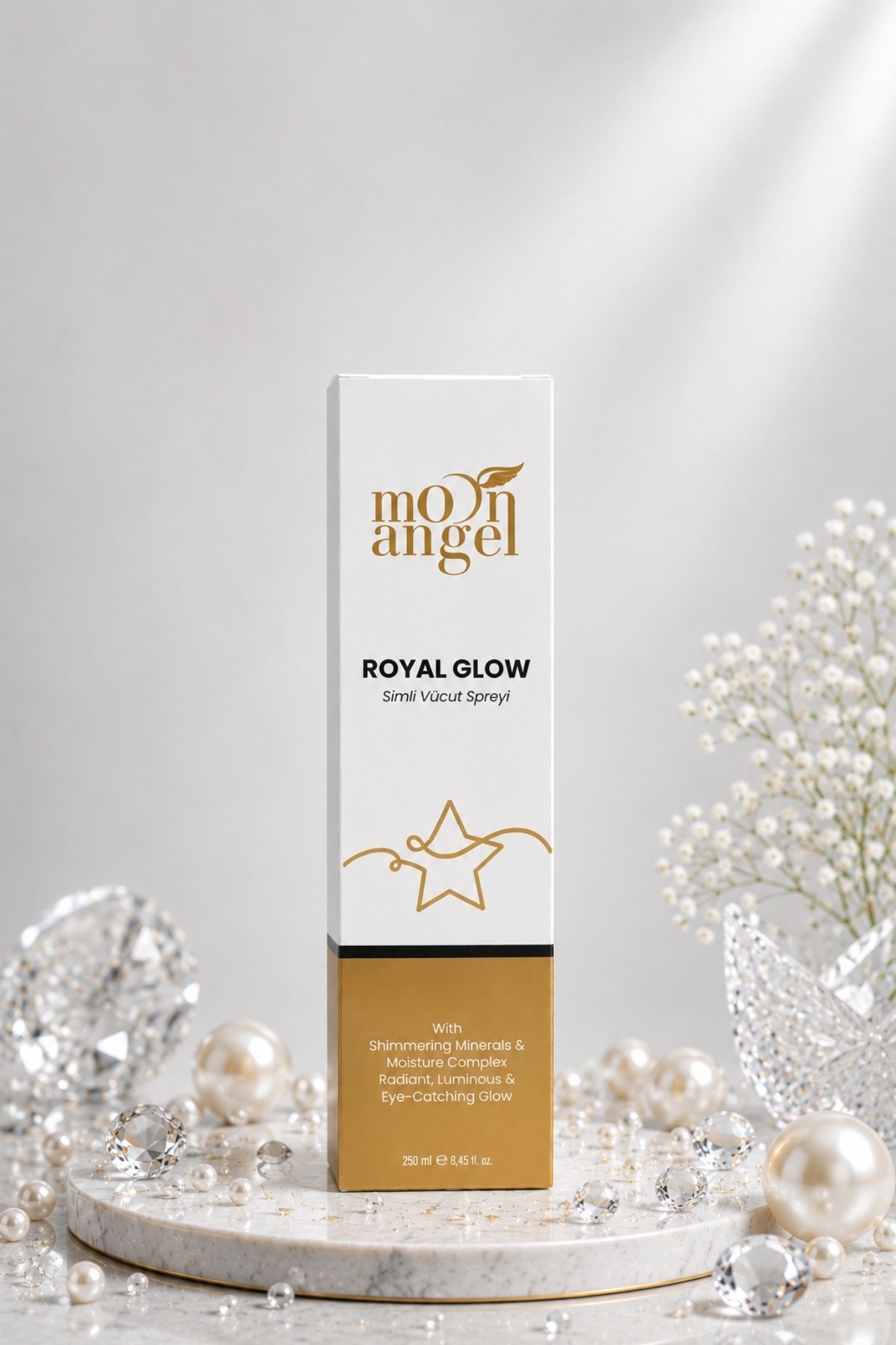 Royal Glow Simli Vücut Spreyi 250 ml Nemlendirici Işıltılı Body Mist — görsel 2