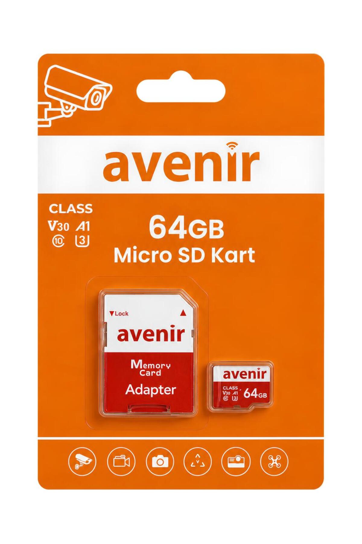 Avenir 64GB U3 V30 A1 Ultra Hızlı Micro SD Kart - Fiyatı, Yorumları