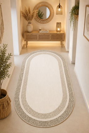 DERAS HOME Dijital Baskı Yıkanabilir Kaymaz Taban Yolluk Salon Halısı