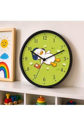 Defkay Çocuk Odası Duvar Saati - 30 cm - Ahşap El yapımı - Sessiz Mekanizma