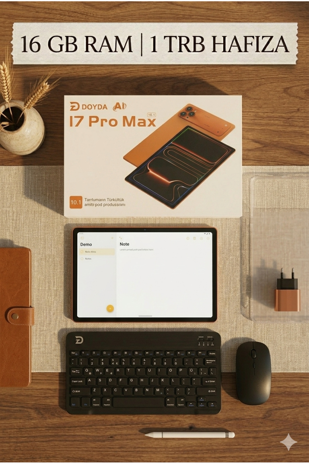 DOYDA I7 Pro Max 5G Tablet 16GB RAM 1TB Hafıza Klavyeli Kılıf