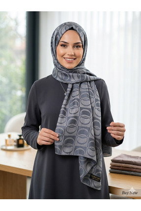 Larissa Scarf Valen İpek Jakarlı Şal Geometri desenli özel dokuma