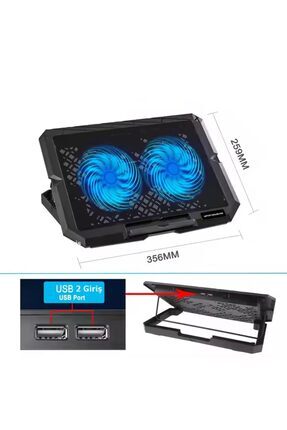 jedel İKİ FANLI LAPTOP SOĞUTUCU 2 FANLI RGB LEDLİ TELEFON STANDLI