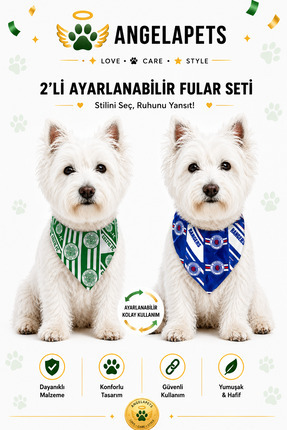 Angelapets 2 ADET AYARALANABİLİR FULAR SETİ KEDİ KÖPEK AKSESUAR