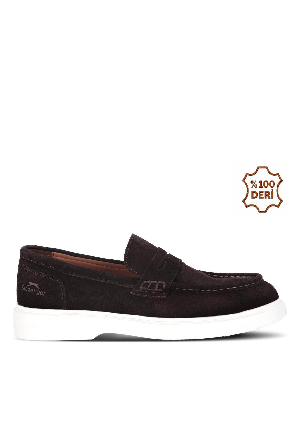 کفش راحتی مردانه چرم قهوه‌ای جیر YORK I اسلازنگر کفش کژوال Slazenger