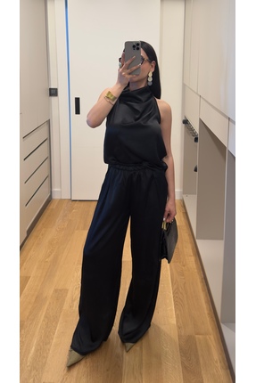 Eliz design Saten Drapeli Pantolon Takım
