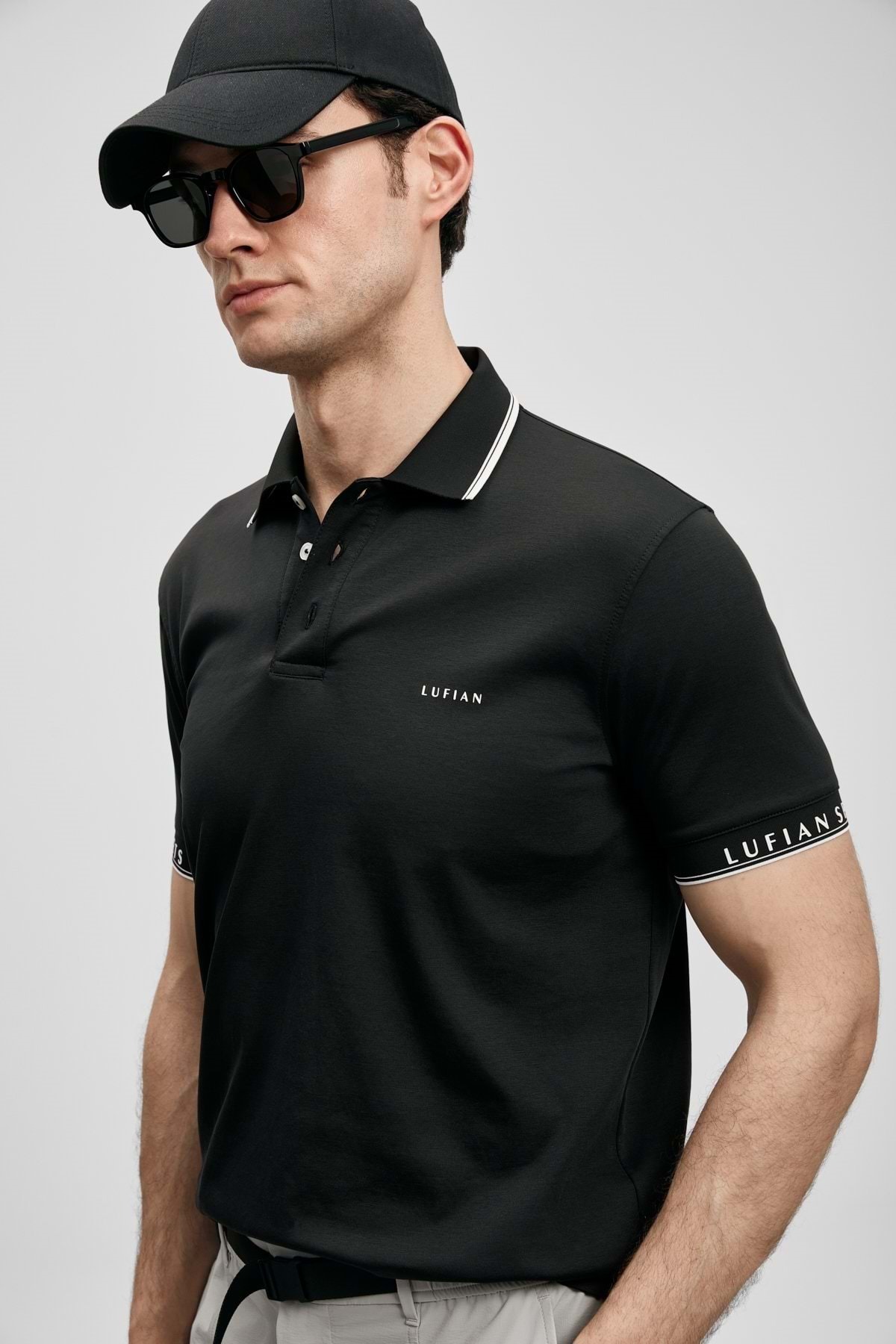LUFIAN 111040251 Hold Smart Men's Polo Neck T-Shirt Men's T-Shirt Black