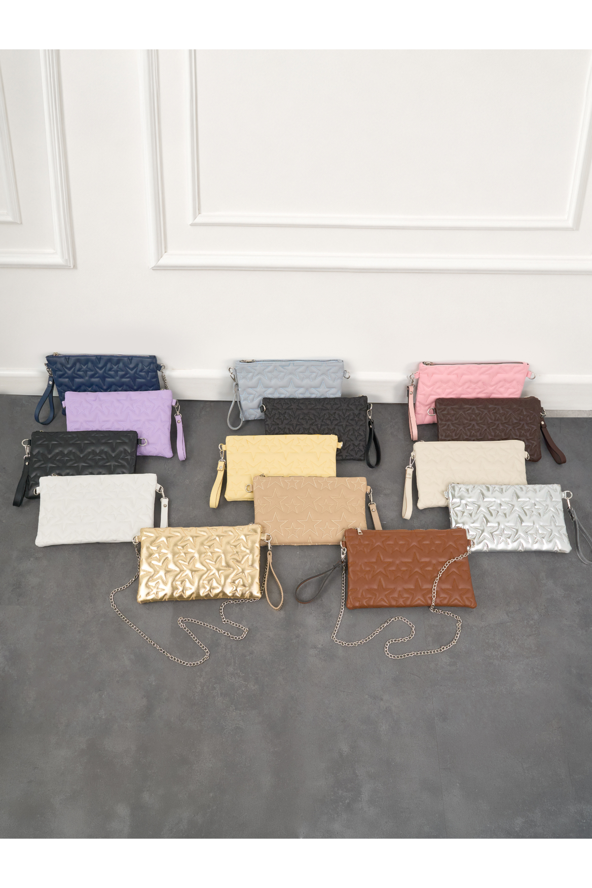 Mojeva Kadın Yıldız Nakışlı Zincir Askılı Portföy & Clutch Çanta görsel 6