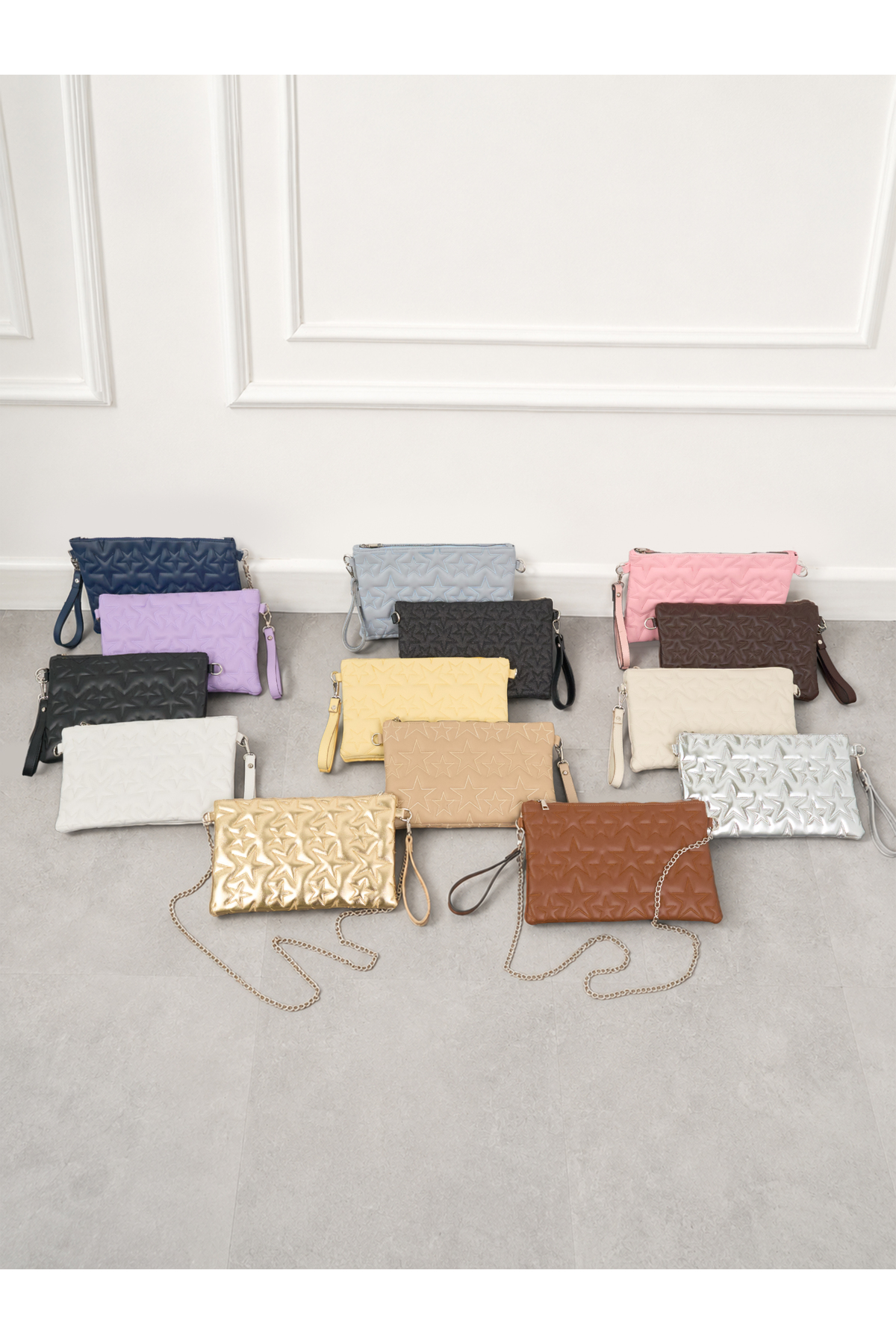 Mojeva Kadın Yıldız Nakışlı Zincir Askılı Portföy & Clutch Çanta görsel 7