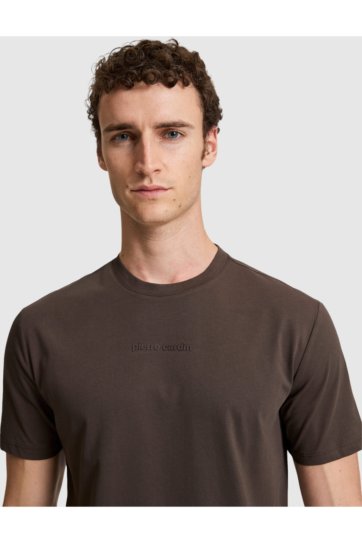 Pierre Cardin Koyu Kahverengi Regular Fit %100 Pamuk Bisiklet Yaka Tişört 50327872-VR084 görsel 2