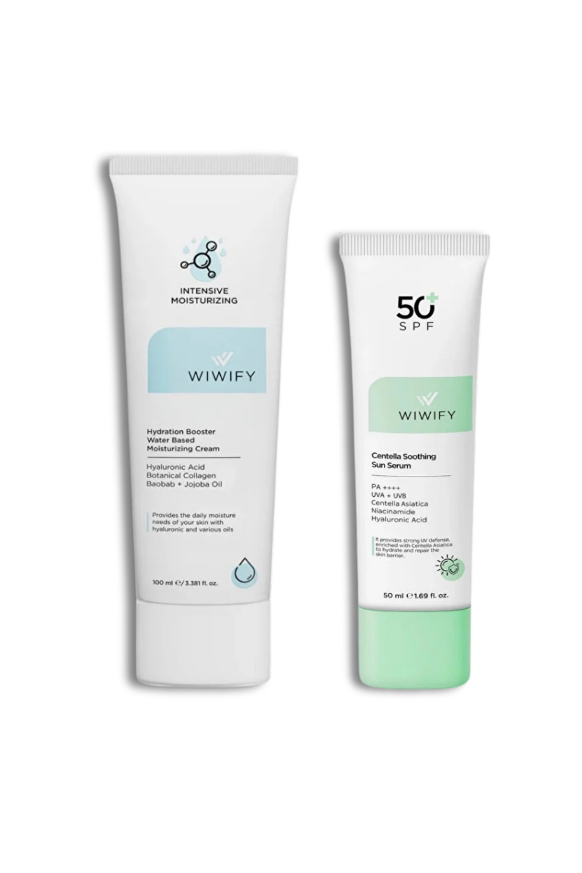 WIWIFY Yoğun Nem & Yatıştırma Seti, Nemlendirici + Güneş Koruyucu |Centella Asiatica, Niacinamide, Baobab — 211
