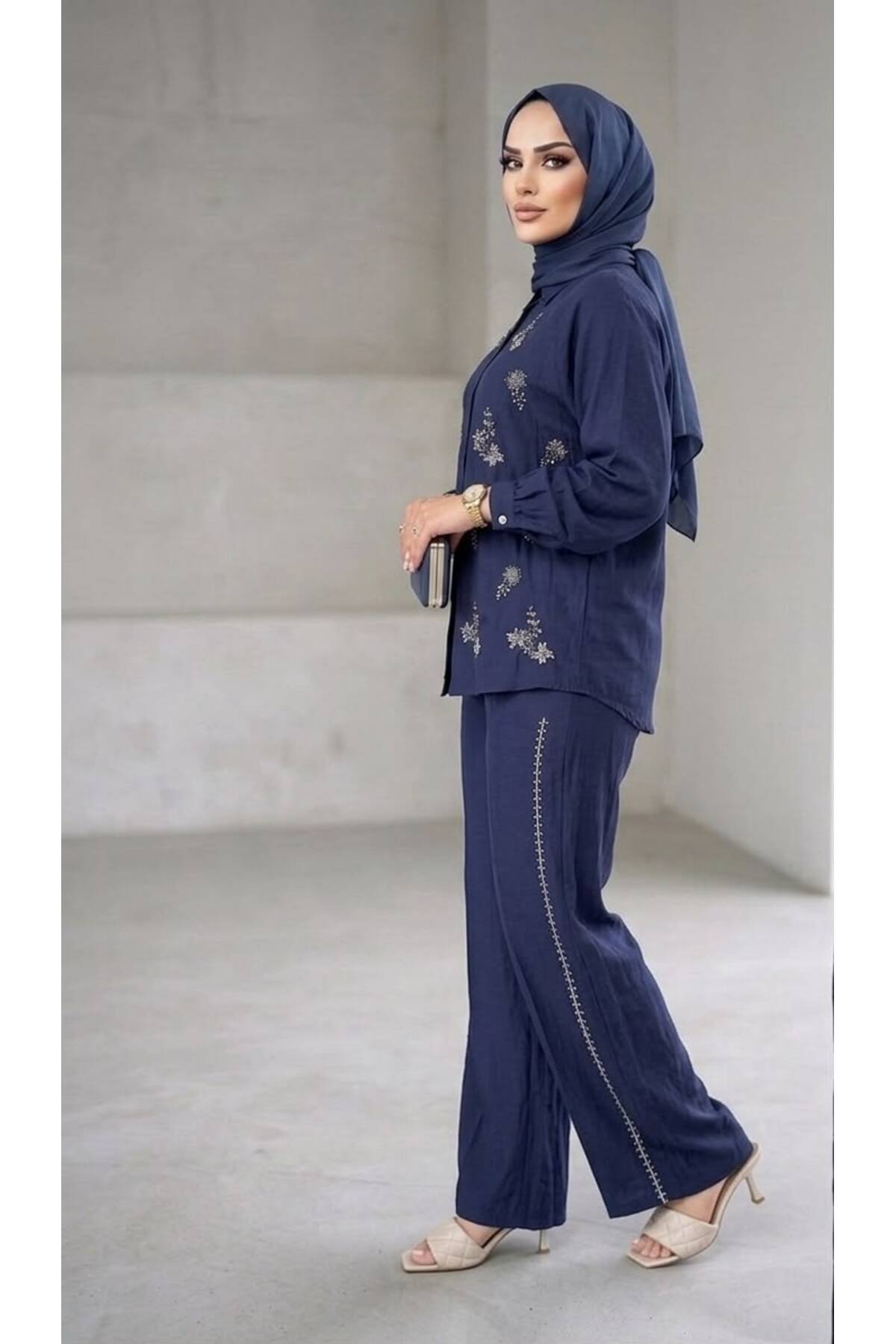 PAZEN MODA Robin Beaded Embroidered Shirt-Pants Dual Set Tunic Clothing