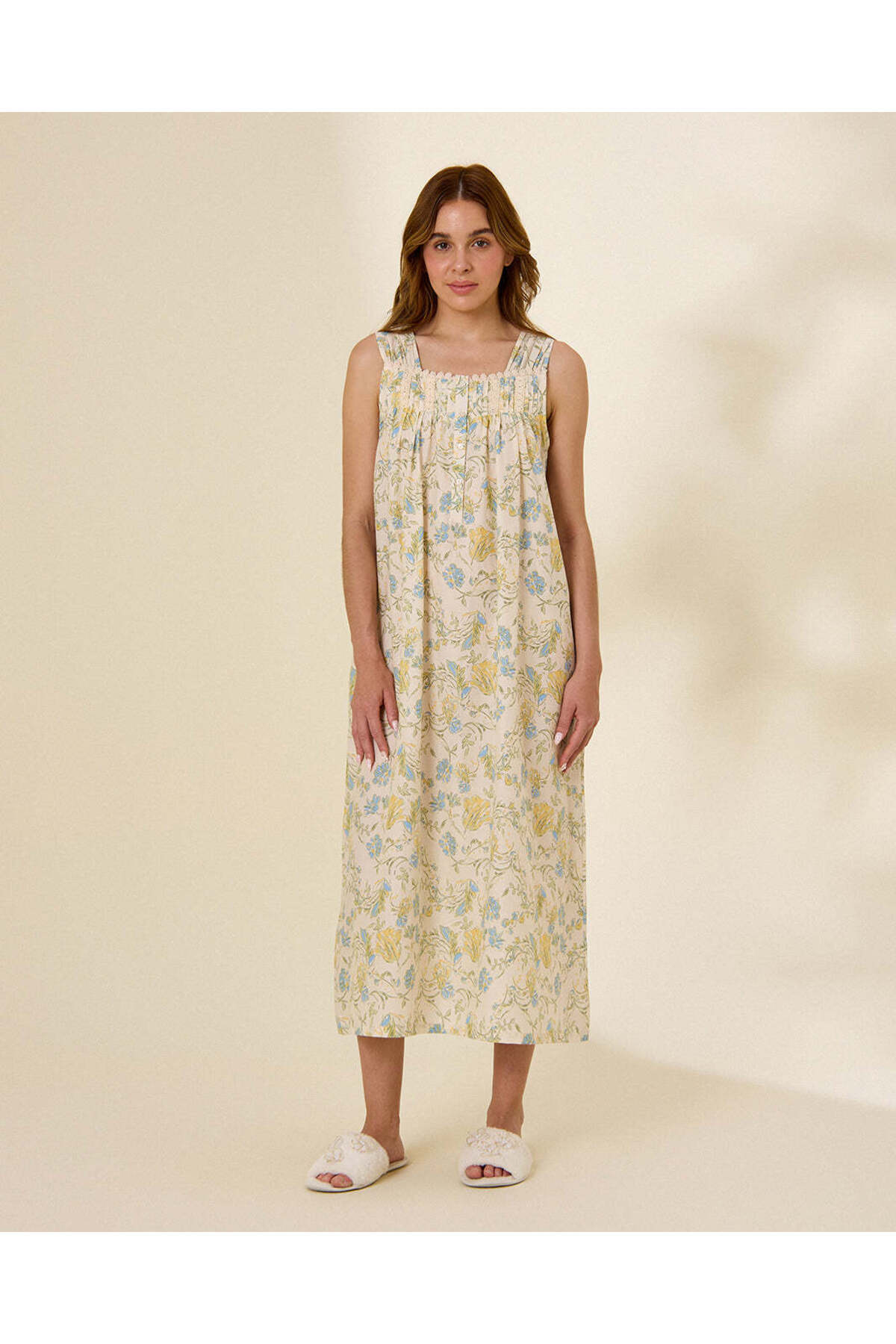 REDTAG Women Ivory And Yellow Floral Nightgown