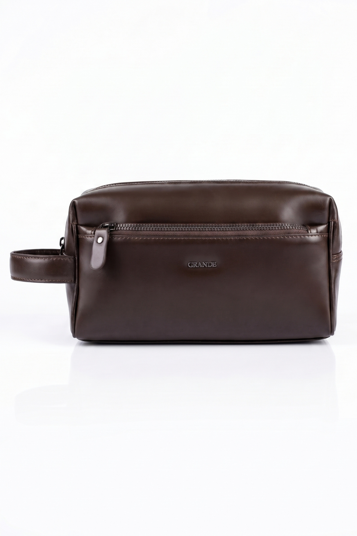Grande 4273 %100 HAKİKİ DERİ EL ÇANTASI CLUTCH ÇANTA Analin Kahverengi görsel 2