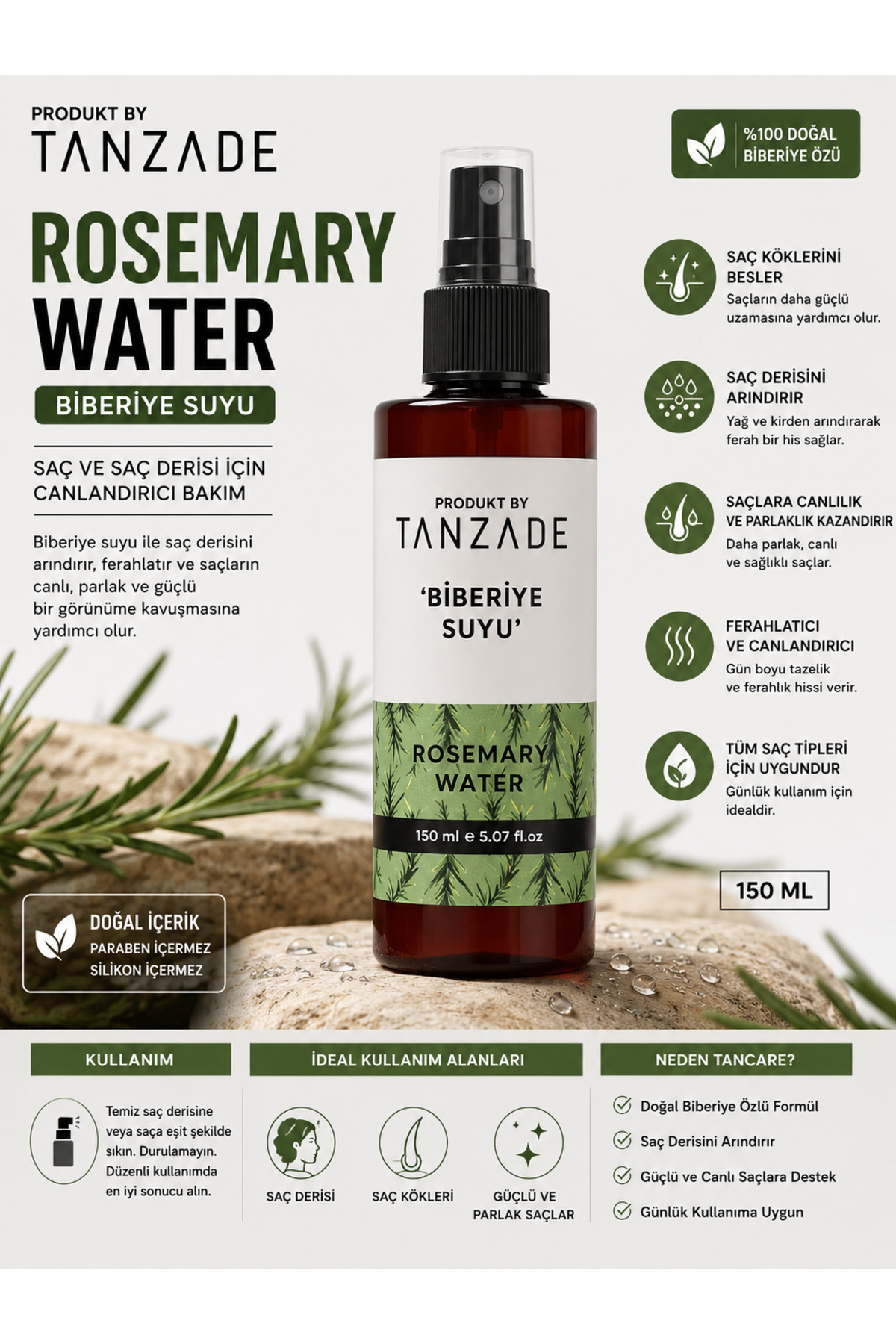 Rosemary Water Biberiye Suyu 150 ml — biberiye suyu